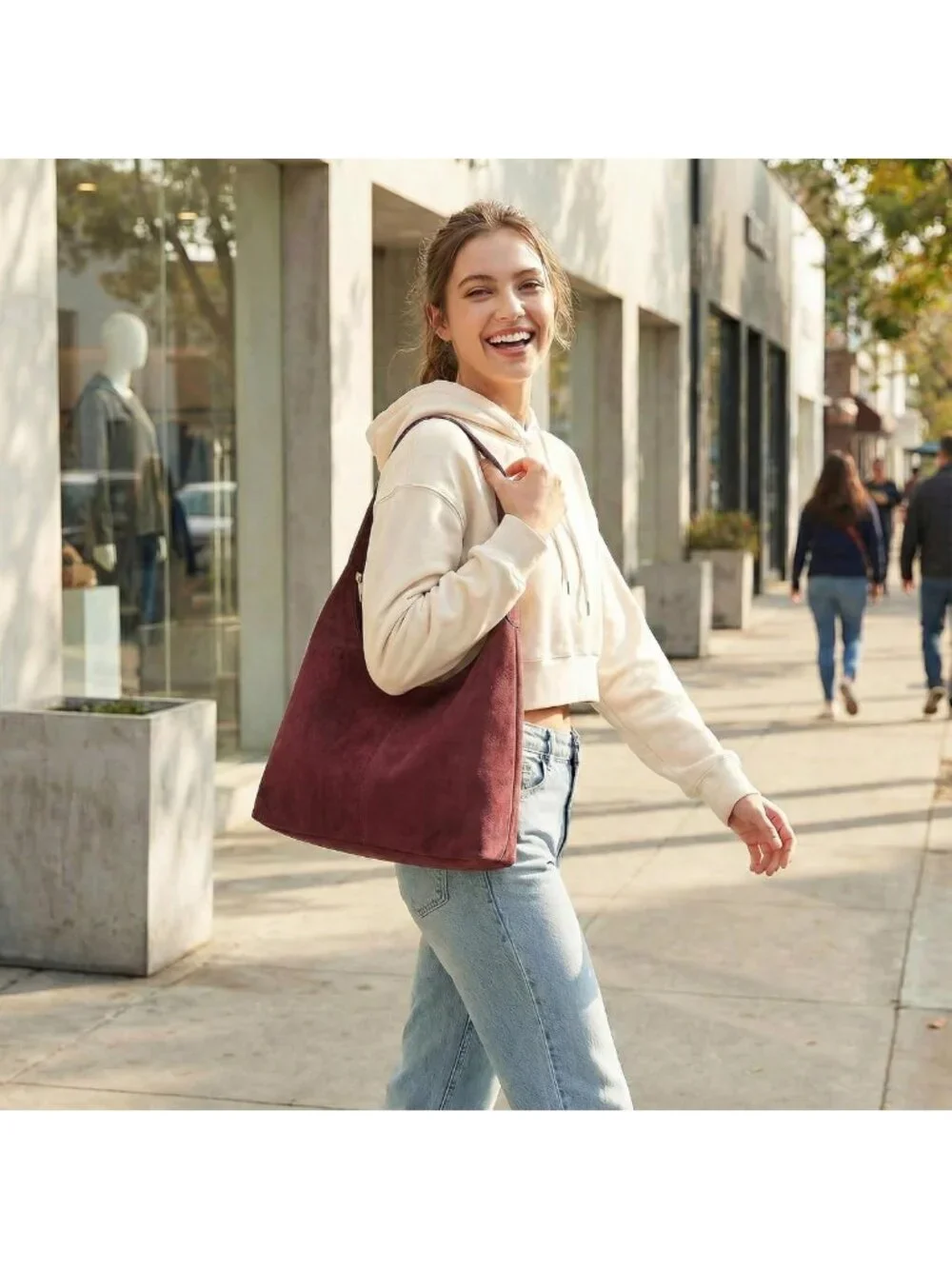 Chic Slouchy Suede Hobo Bag for Women | Casual Shoulder Tote Purse for Work